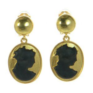 Oscar De La Renta  Gold-tone Cameo Drop Earrings